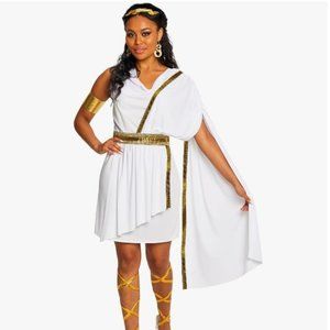 White and Gold Women's Mythic Goddess Dress